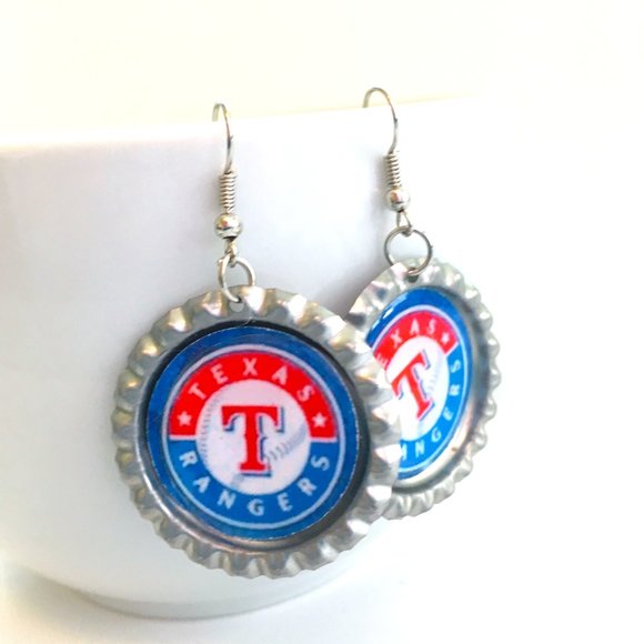 Texas RANGERS Handmade Baseball Earrings *NEW* - Picture 1 of 1